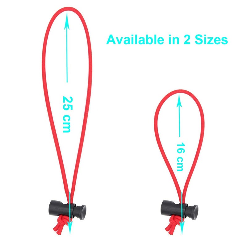 Foto&Tech Multipurpose Extra Thick Elastic Cable Tie and Organizer, Adjustable Cable Strap Toggle Tie, Reusable Tangle Tamer, Cable Management for Cord and Cable (5x 16CM+5x 25CM, Red) - Image 2